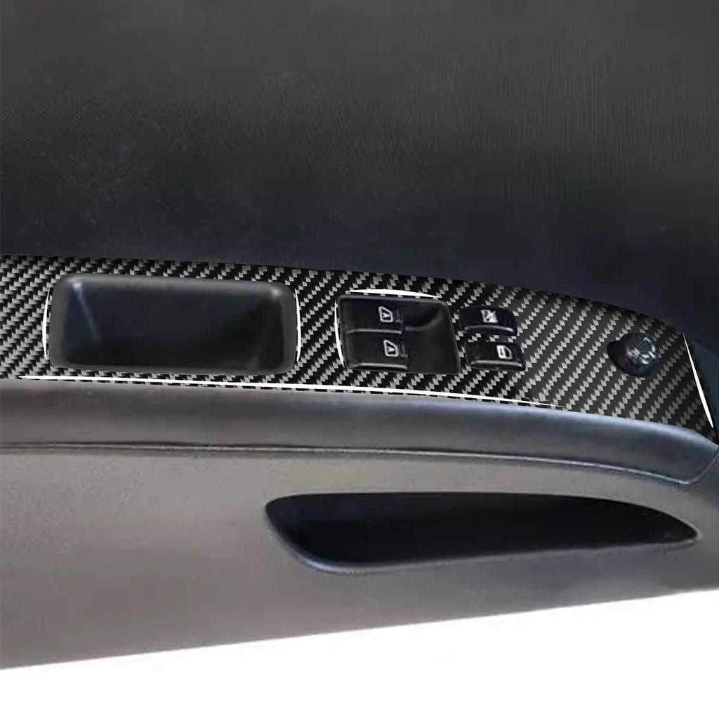 Car Window Lifter Switch Carbon Fiber Decals Decorative Stickers Cover Trims For Nissan 350Z Accesorios Para Vehículos