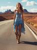 European and American sweet and spicy suspender tube top denim dress women's summer and autumn new retro fluffy cake skirt short skirt