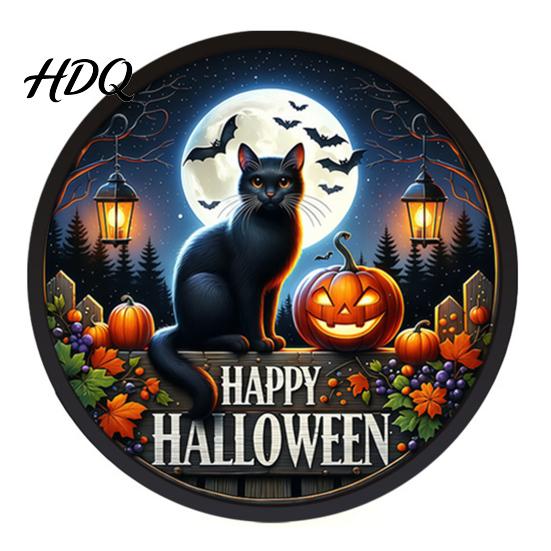 Halloween Holiday Decorations LED Glowing Hanging Decor Acrylic Window Ornament with Light Spooky Durable Signs Sign for Door Wall Haunted