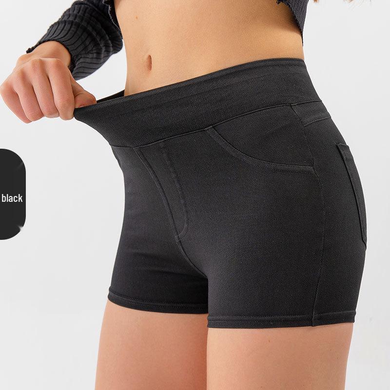 Shorts da Yoga in Denim a Vita Alta Solleva Glutei: Pantaloni Fitness da Donna Autunno/Inverno ad Alta Elasticità Controllo Pancia