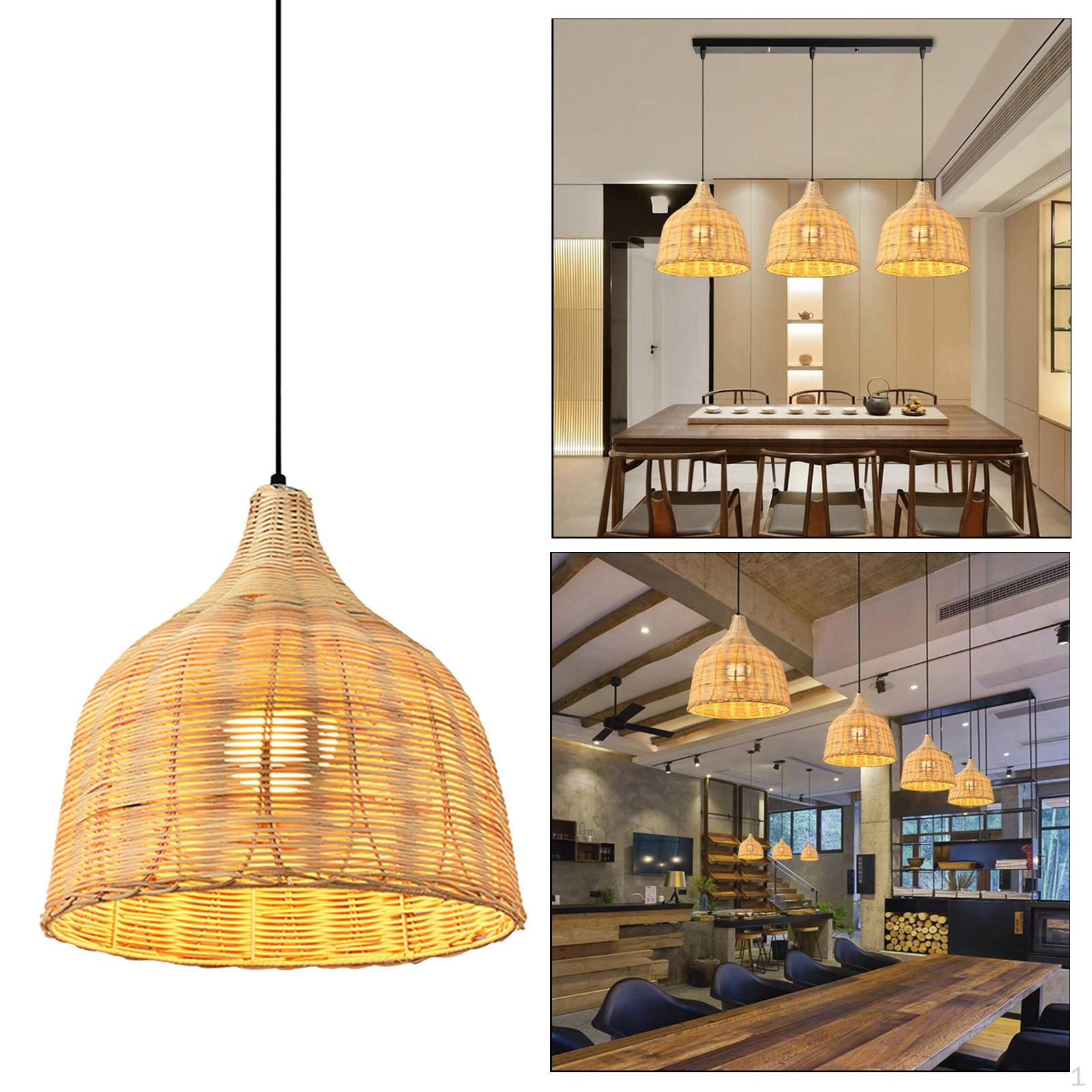 

Богемный стиль плетеный потолочный светильник из ротанга подвесной светильник люстра светильник декор чайной комнаты 35x35cm