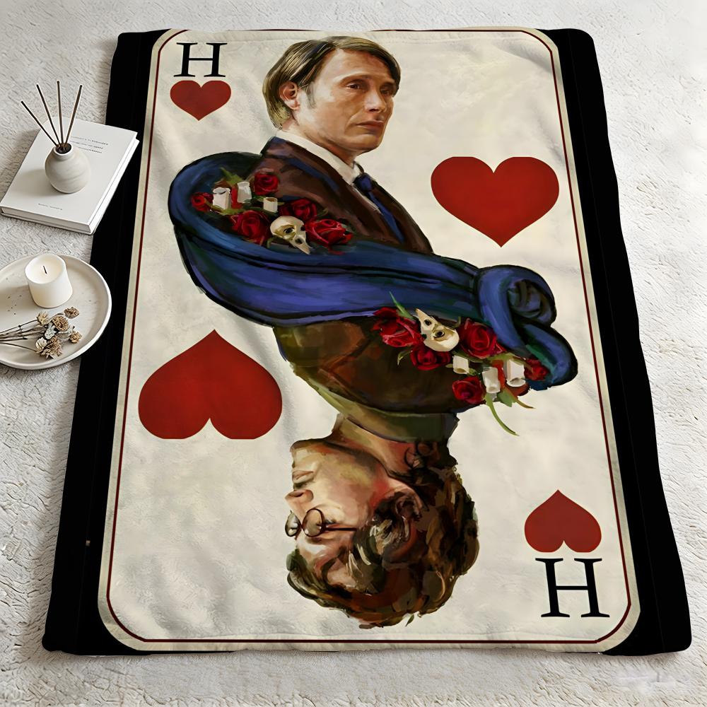 drama H-Hannibal-l Throw Warm Soft Flannel Blanket, Multi-use for Sofa Bed Camping Travel Nap
