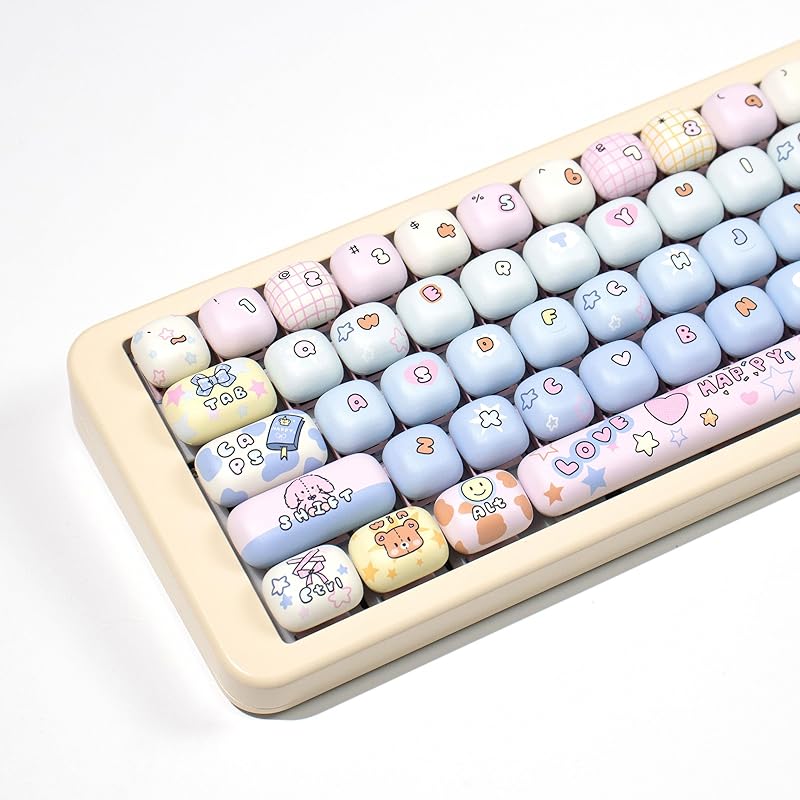 

137 keys keycap pbt MOG cute Japanese sequence keyboard for mechanical keyboard (Keycap.Blue)