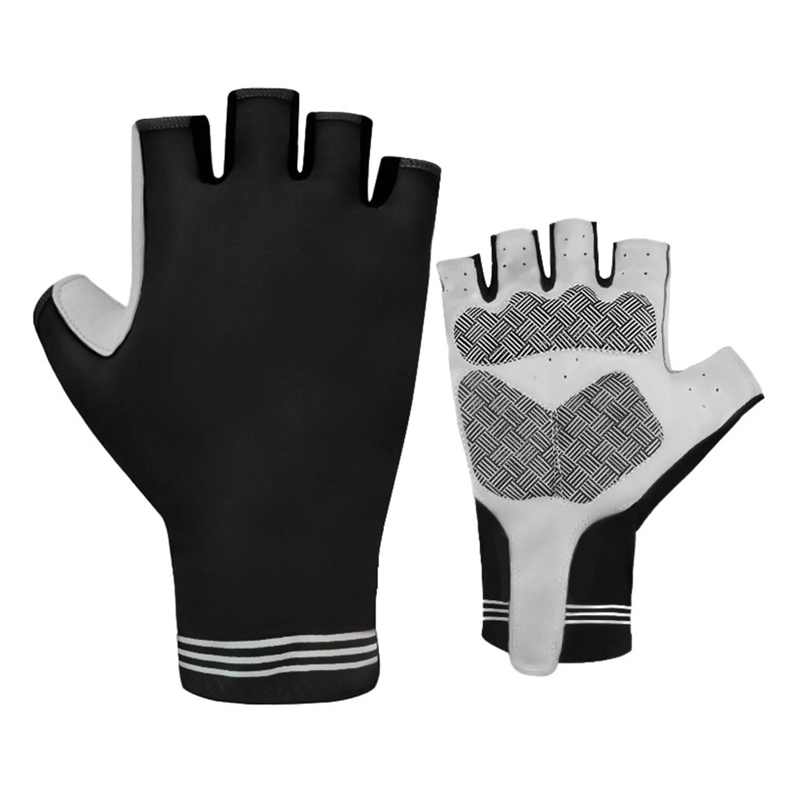 

Half Finger Cycling Gloves Mounting Bike No-Slip Shock Absorbent Palms Grip Wicking Lightweight Nylon Compression Gloves L чорний