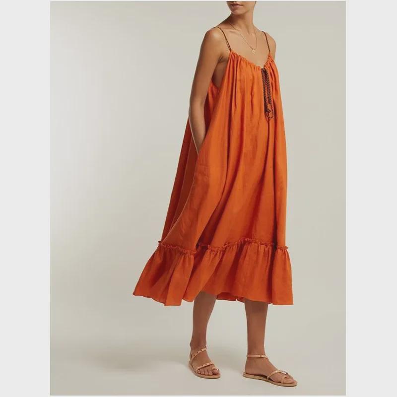 Spot 8078 Umstands-Strandkleid: Europäischer und amerikanischer Stil, sexy ärmelloses Swing-Sommerkleid für Damen