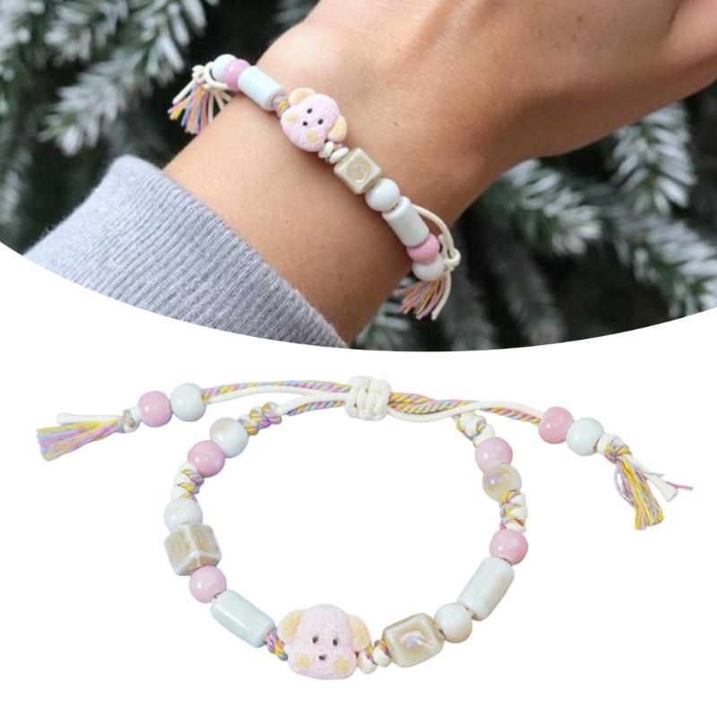 Handgjort Keramiskt Hundarmband Konstnärligt Armband Pärlarmband Keramisk Textur för Unik Stil och Trendigt Bärande
