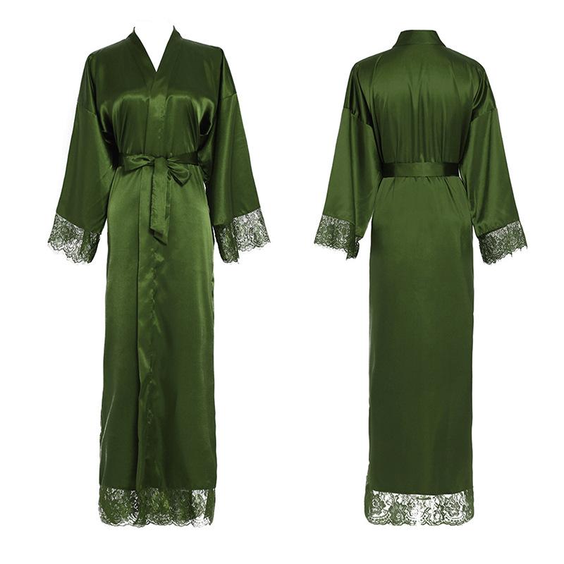 Silk Satin Lace Robes Bridesmaid Bride Wedding Long Bathrobe Womens Robe Lingerie