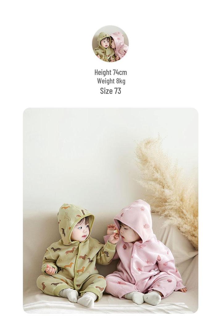Newborn Warm Hooded Baby Jumpsuit for Autumn/Winter - Boys & Girls Crawling Romper