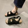 Fashion 2025 New Open Toe Women's Sandals Fashion Belt Buckle Casual Sandals Women Summer Plus Size Solid Best Seller Rome Flat Sandals