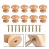Set of Wooden Drawer Handles 10 Solid Wood Mushroom Style Cabinet Knobs