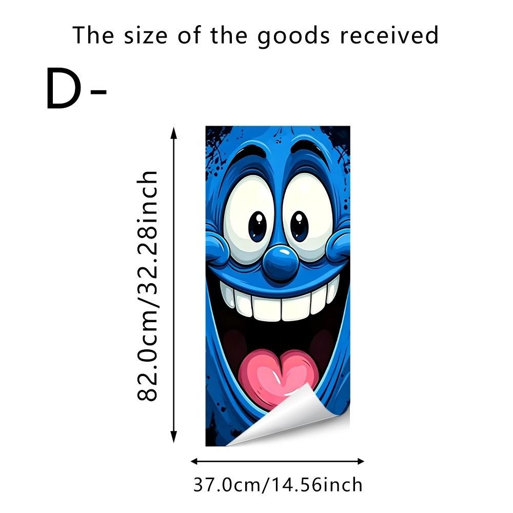 Funny Cartoon Face Trash Bin Sticker Water Block Vivid Expression Recycle Bin Sticker Easy Paste Sun Proof Tough Bin Wrap Decal