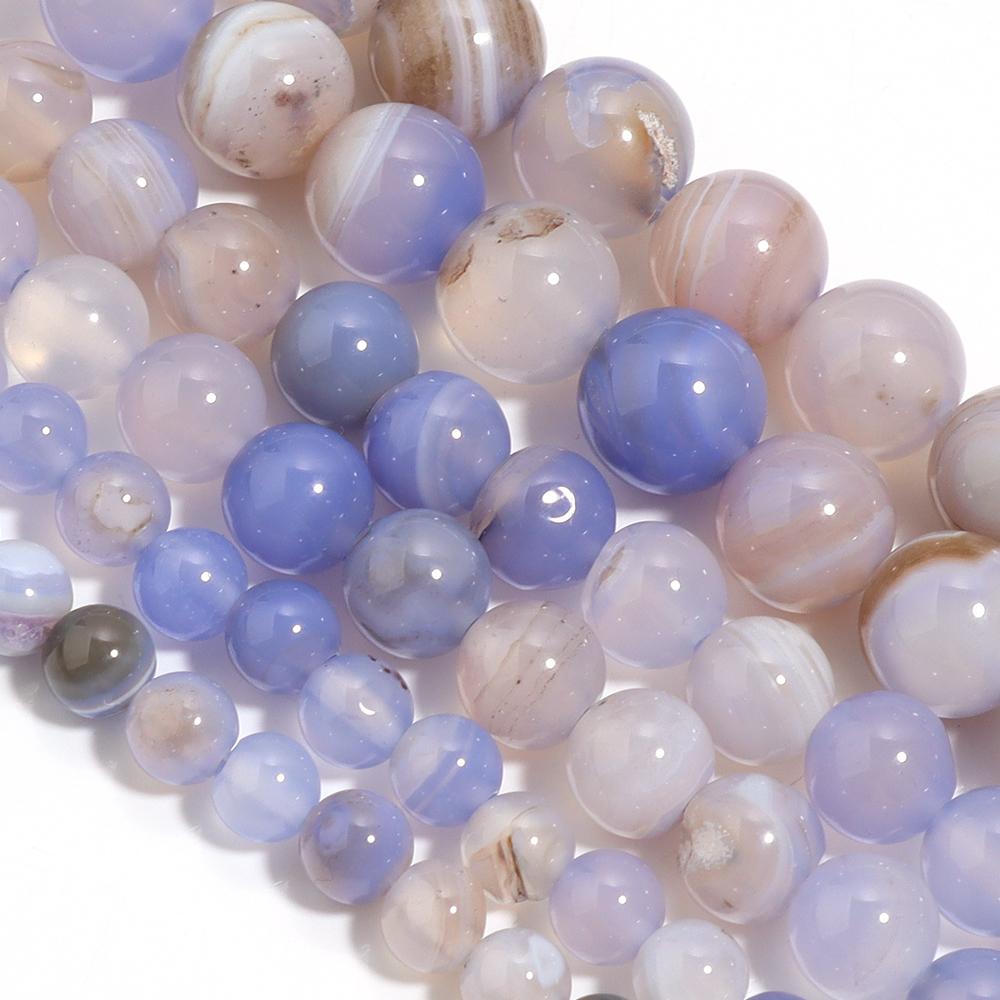 Natural Agates Stone Beads 6/8/10mm Sky Blue Round Loose Spacer Beads For Jewelry Making DIY Crafts Bracelets Necklace Supplies