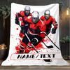 1PC Custom Name Hockey Players Action outdooor Flannel blankets Throw Blanket All-Season Throw Gift Bedspread for Couch, Bed, Camping Holiday Birthda
