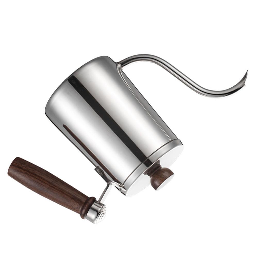 Ruční konvička na filtrovanou kávu Drip Coffee Kettle Dřevěná rukojeť Husí krk Nerezová ocel 304 Konvička Pour Over