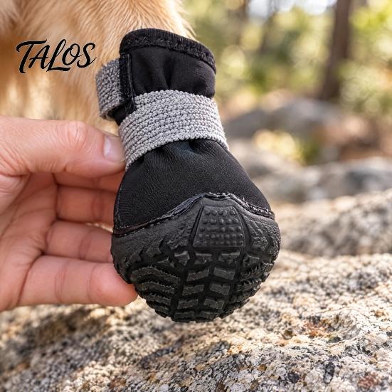Winter Warm Boots for Outdoor Walking Waterproof Dog Shoes Small Medium and Large Dogs, Non-Slip Oxford Cloth Easy Wear Booties Muddy Paths