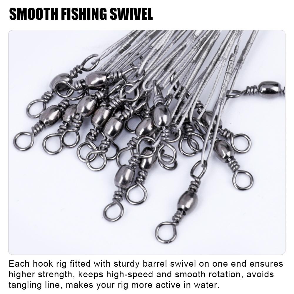 5/10pcs 15/20/25cm Anti-bite Steel Wire Leader Leashes For Fishing 50LB With Swivel Fishing Lure Accessories Pike Bass