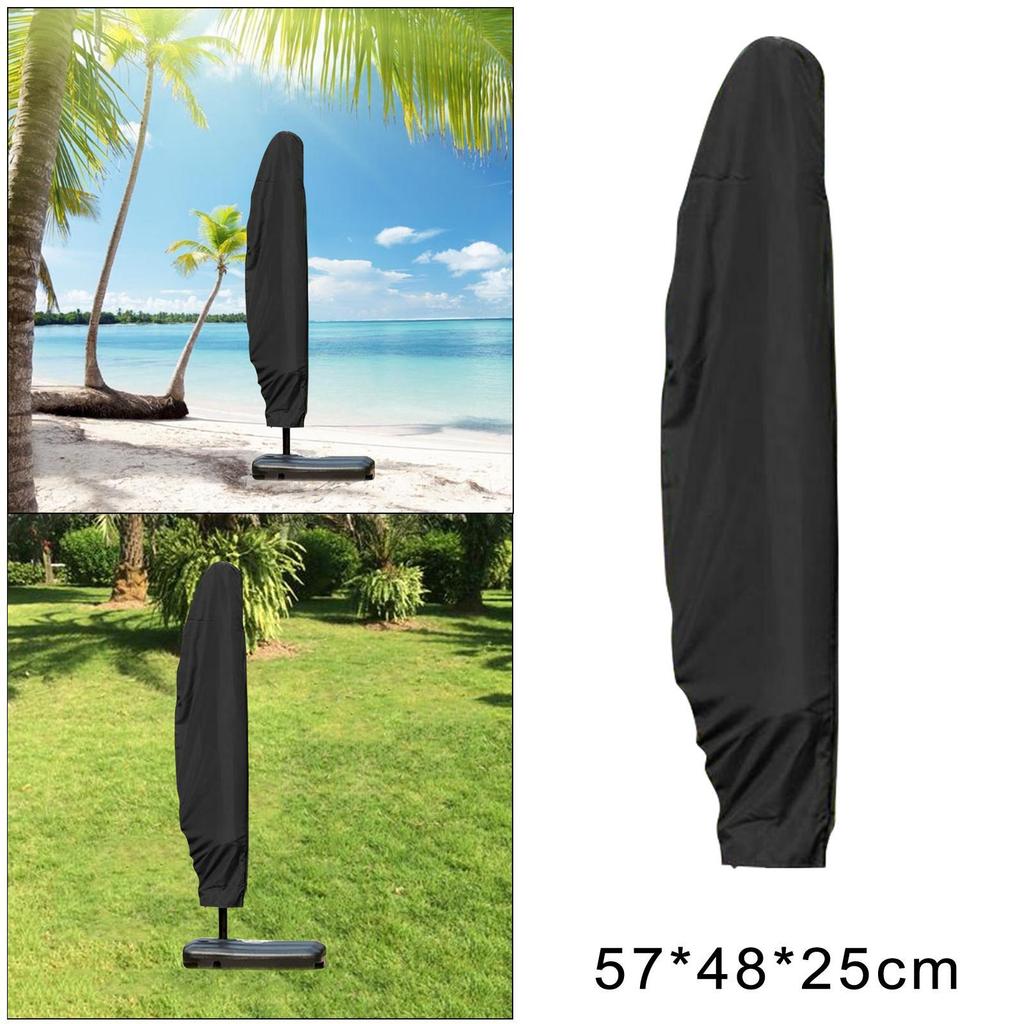 Waterproof Umbrella Cover with Zip Adjustable Drawstring Storage Bag for Terrace Cantilever Patio Garden Outdoor Protection