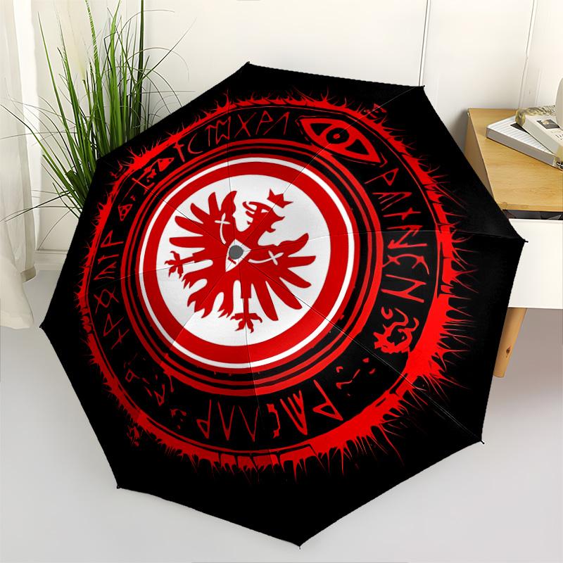 1 PC Automatic Folding Umbrella - Frankfurt Football Pattern Portable Foldable Design With 8 Ribs Christmas Birthday Gifts
