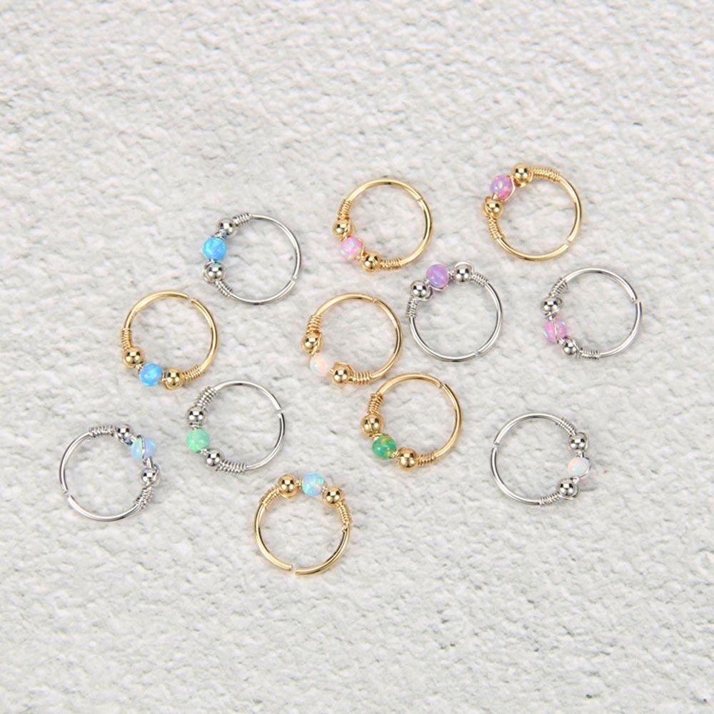 Opal Accessories Lip Nail Stainless Steel Hoop Earrings Nose Rings Lip Rings Body Piercing Jewelry