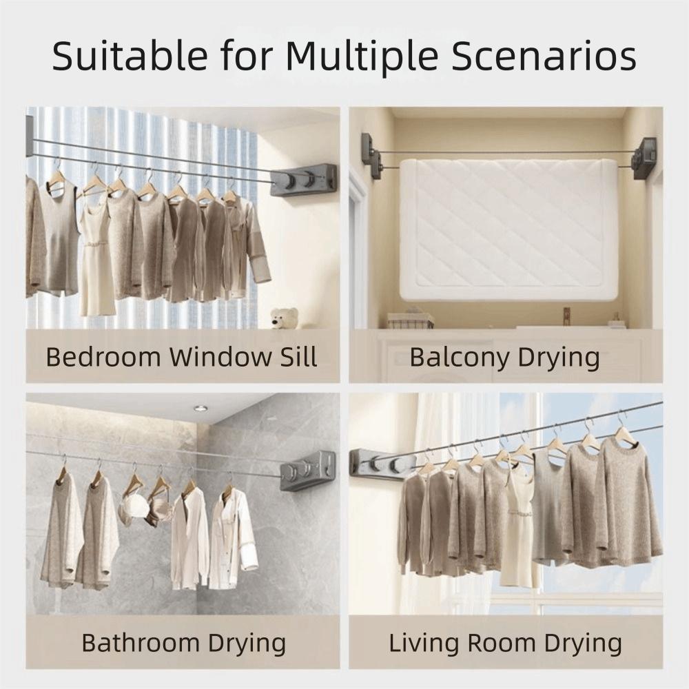 Stainless Steel Indoor Clothesline Adjustable Length Double Line Clothesline  Bathroom Drying