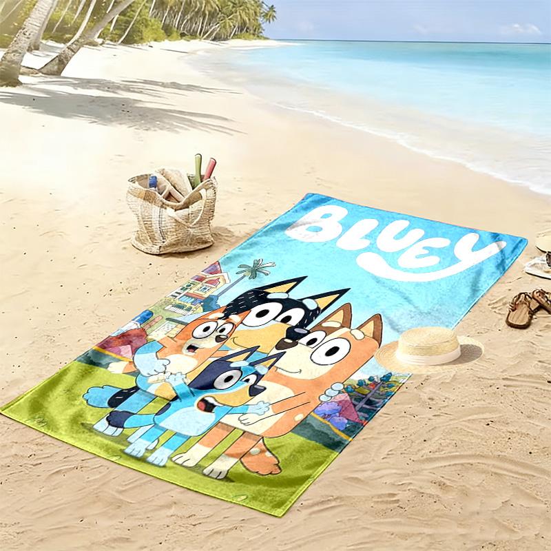 Bluey Cartoon Print Beach Towel, Large Soft Quick Dry Towel for Beach Camping Swimming