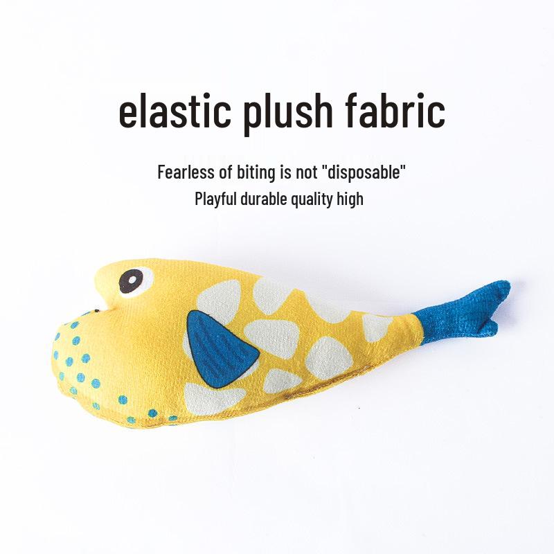 Catnip Seafood Fish Cat Teaser Toy - Boredom & Teething Relief, Bite-Resistant for Kittens & Cats.