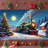 Festive Banner Snowy Scene Holiday Banner Christmas Train Banner Lighted Garland For Outdoor Event Winter Festival Holiday
