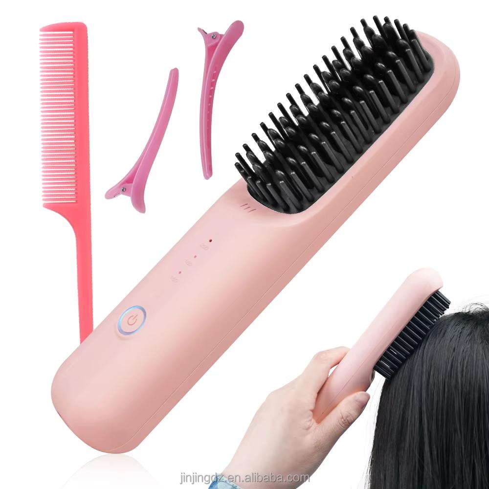Compact Electric Hair Brush Ion Generator Digital Temperature Display Hot Comb Silky Smooth Hair Brushes