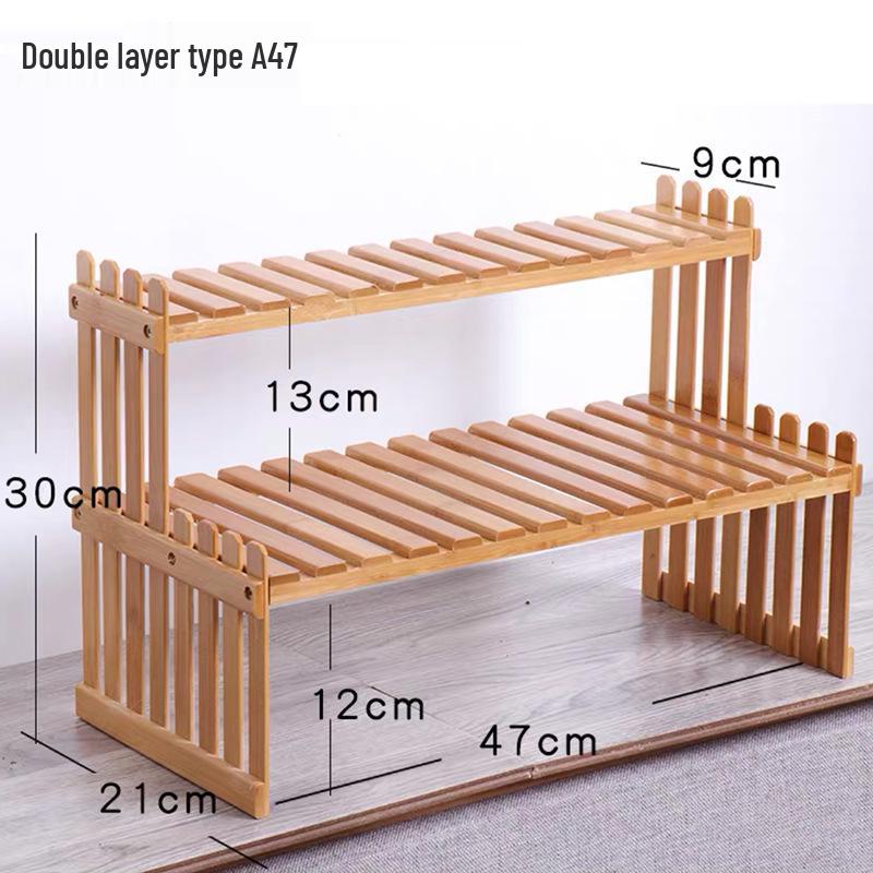 Mini Bamboo Desktop Flower Stand for Office or Window Sill - Wooden Potted Plant and Storage Rack.