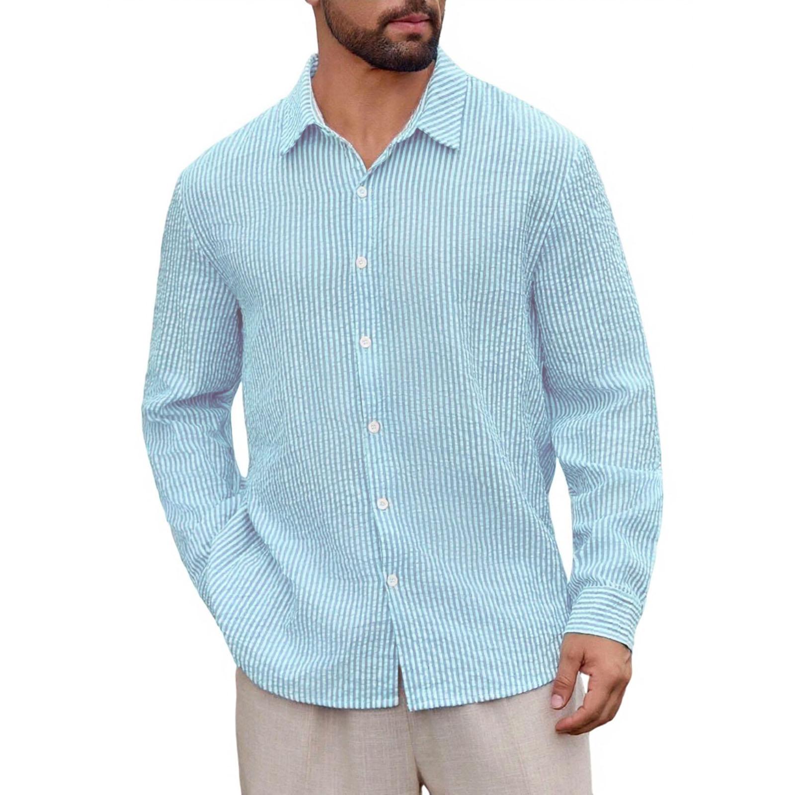 

Men s Breathable Leisure Self-Cultivation Upper Garment Long Sleeves Shirt M