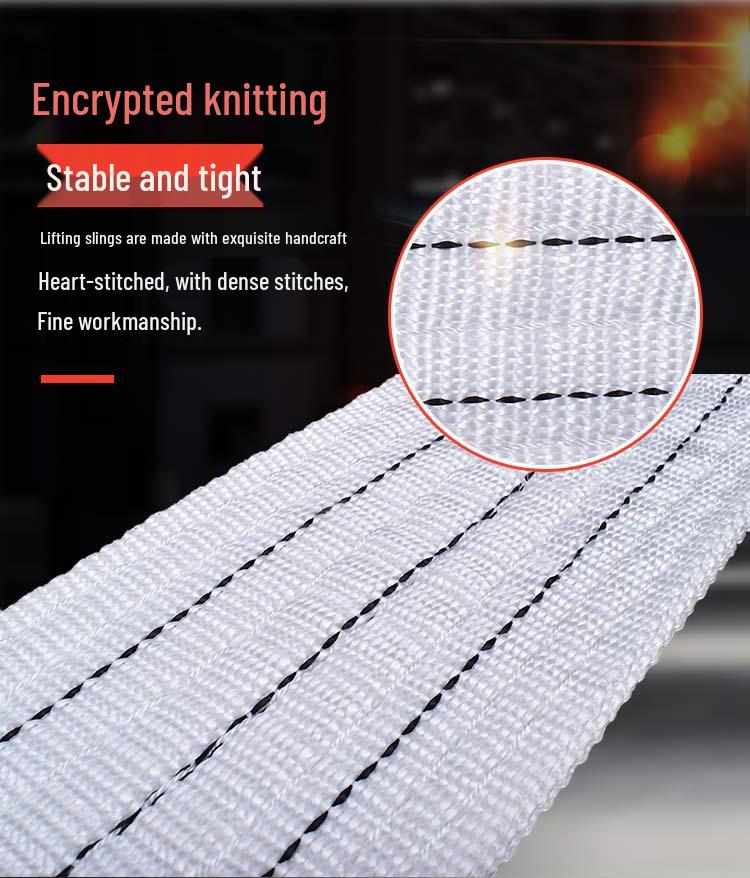 National Standard White Double Eye Lifting Sling, Hoist Crane Sling, 5/3/2 Ton Tow Strap