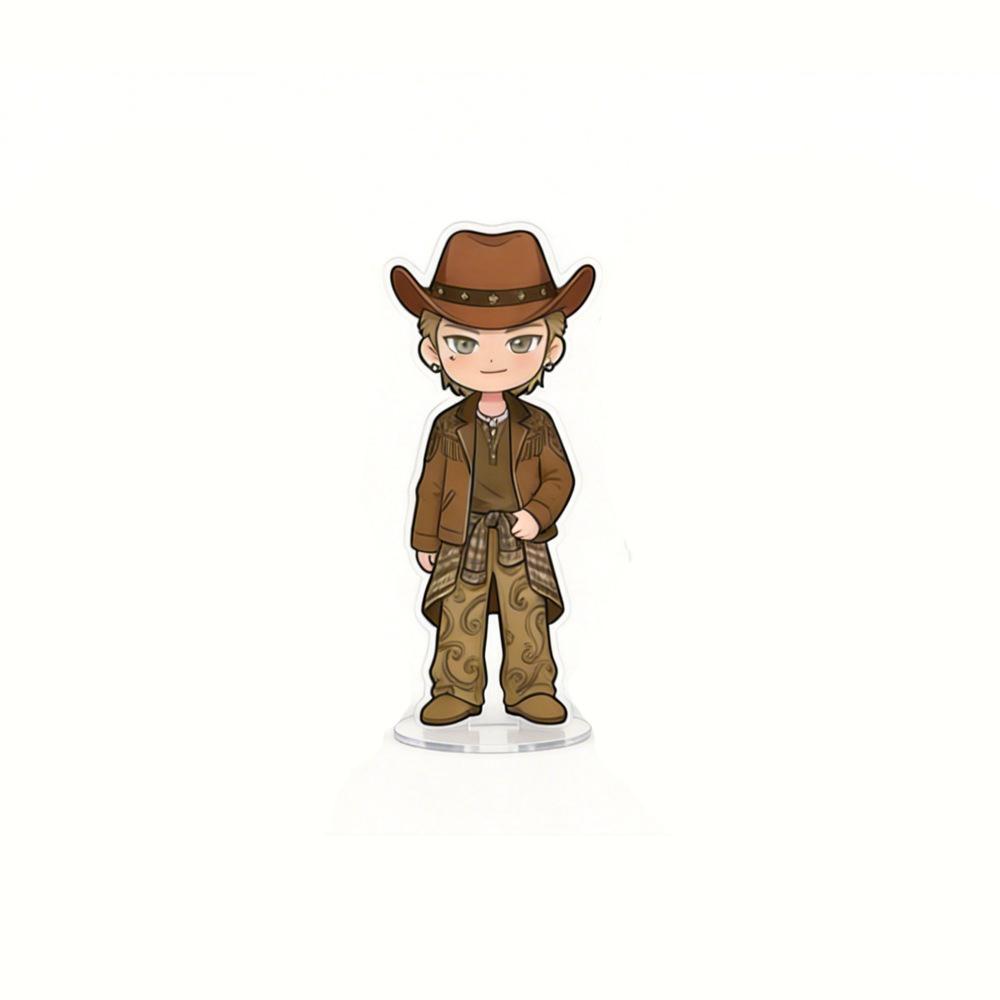 1pc Kpop ENHYPEN Member 6cm Acrylic Stand Cute Kawaii Western Cowboy Hat Chibi Figure Desktop Decoration Sign, ENGENE Merch Fans Collection Gift