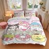 3pcs Dart Sanrio Character Design Print Bedding Set (1 Cover + 2 Pillowcases, Without Inserts),  Soft and Comfortable W024