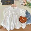 Adorable 2024 Summer New Girls Set Cute Lace Top And Trendy Korean Denim Shorts For Ages 3 To 8