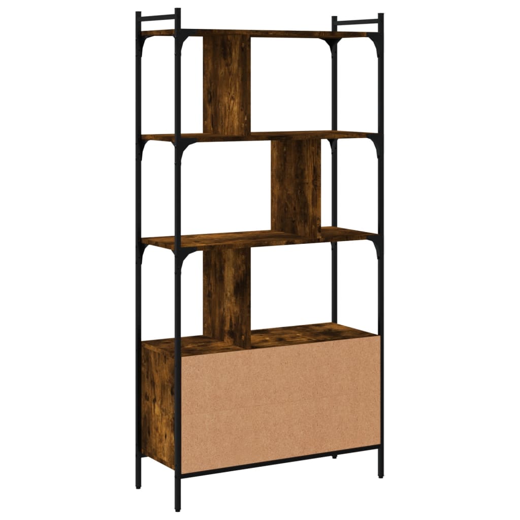 Bookshelf with Door Smoked Oak Finish 76.5 x 30 x 154.5 cm Engineered Wood