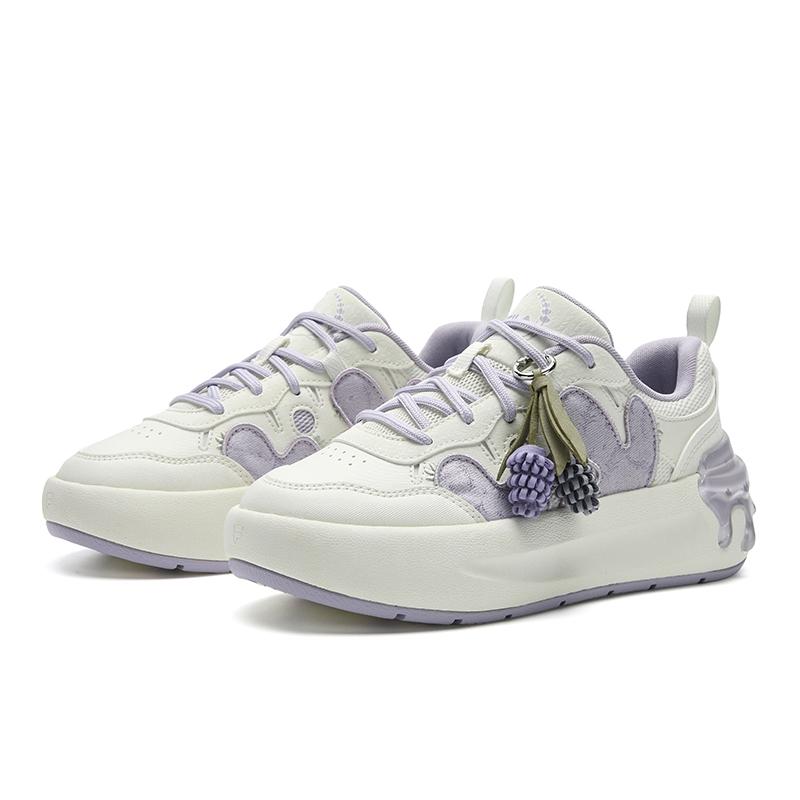 New FILA Lightweight Breathable Height Increasing Low Top Skateboard Shoes Women's White Purple F12W531210FMO