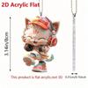Charming Acrylic Flat 2D Guitar Cat Car Mirror Ornament - Home and Vehicle Decoration School Bag Pendant