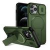 KEYSION Shockproof Magnetic Case for iPhone 11 12 Pro Max Slide Camera Lens Protect Kickstand Wireless Charging Phone Back Cover