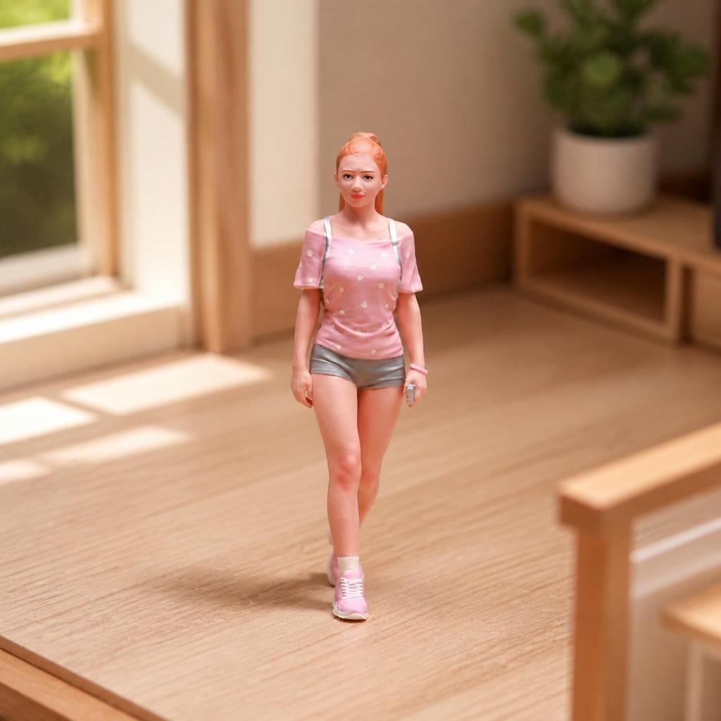 Static Miniature Figure with Shoulder Bag Elegant for Display Shelves, Hobbyists