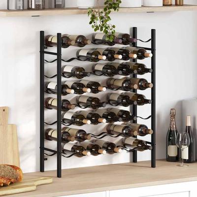 48 Bottle Wine Rack Black Metal