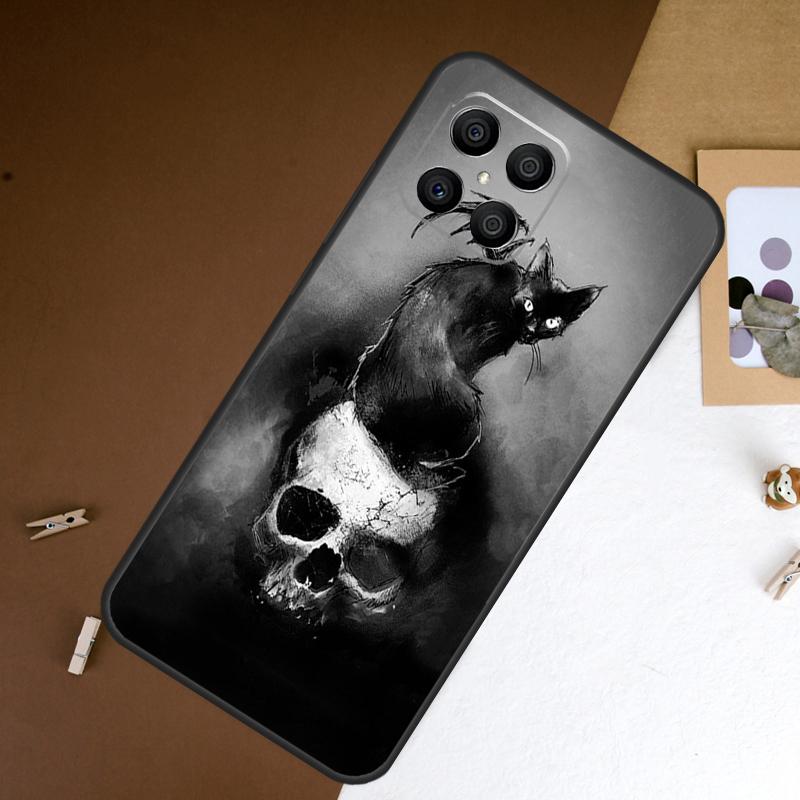 

Black Cat Skull Goth Witch Case For Honor 90 50 70 Lite 200 400 Pro X9a X9b X9c X9d X8a X8b X8c Magic 7 5 6 8 Pro Cover Honor Magic8 Pro