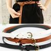 New Trendy Women's Vintage Simple Thin Waist Belt Metal Buckle Skinny Leather Belt.
