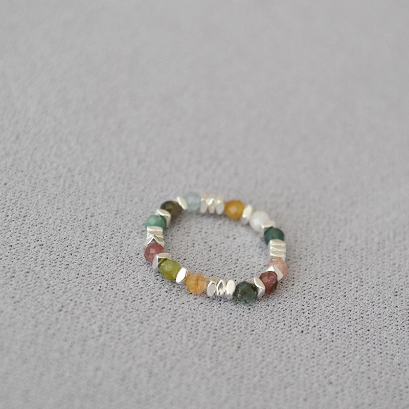 

Retro Cool Amazonite & Tourmaline Beaded Elastic Ring for Index Finger