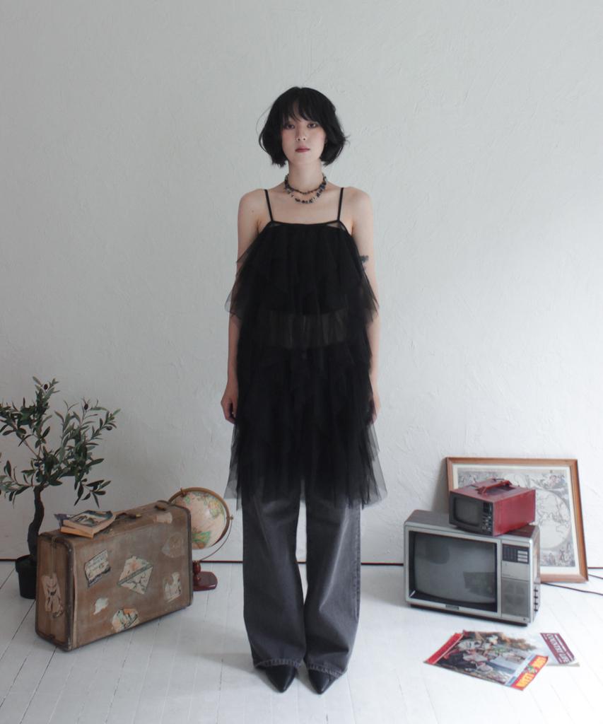 RUBATI Airy Tulle Lace Layering Dress_Black