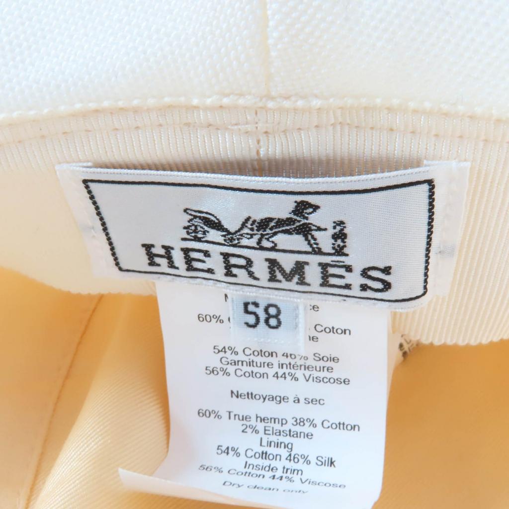 Excellent HERMES hat Gaelle white Hemp Women 58 Used