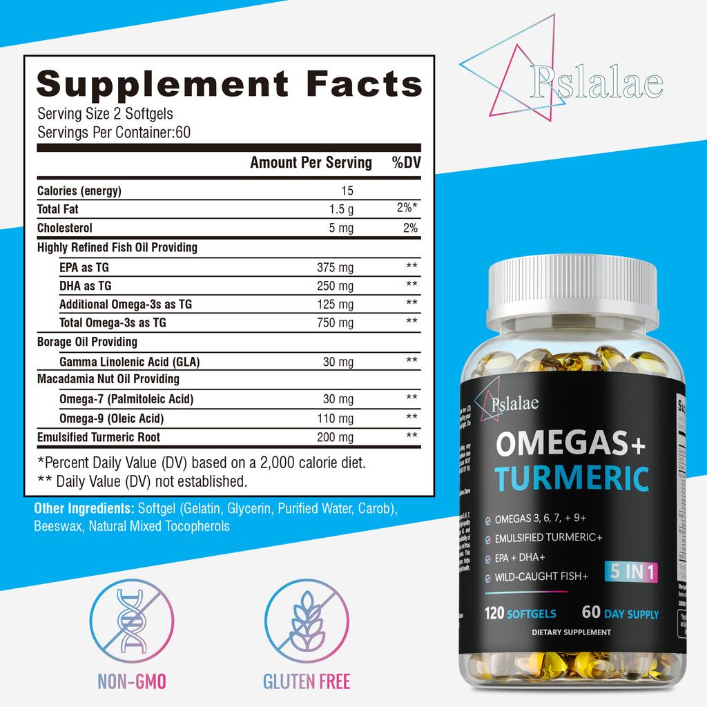 Daily Omega 3 6 9 + Turmeric EPA & DHA Heart Joint Support