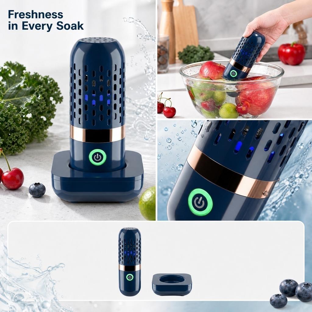 Lavatrice per Frutta e Verdura, Design a Capsula Pulitore Portatile per Prodotti Freschi per la Casa, Macchina Lavaverdure per Uso Quotidiano