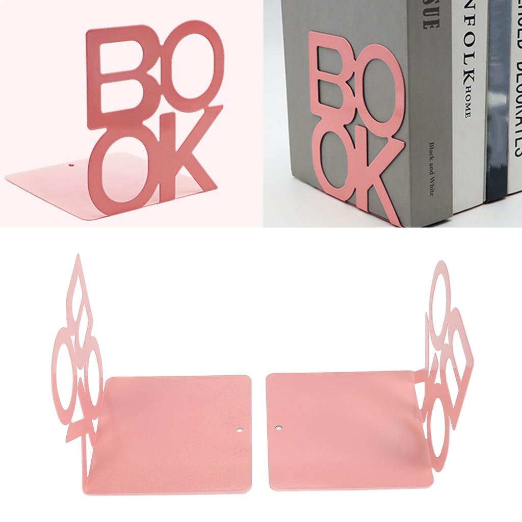 Book Support Organizer Metal Non Slip Heavy Duty L Shape Book Stopper for Shelf Cabinet
