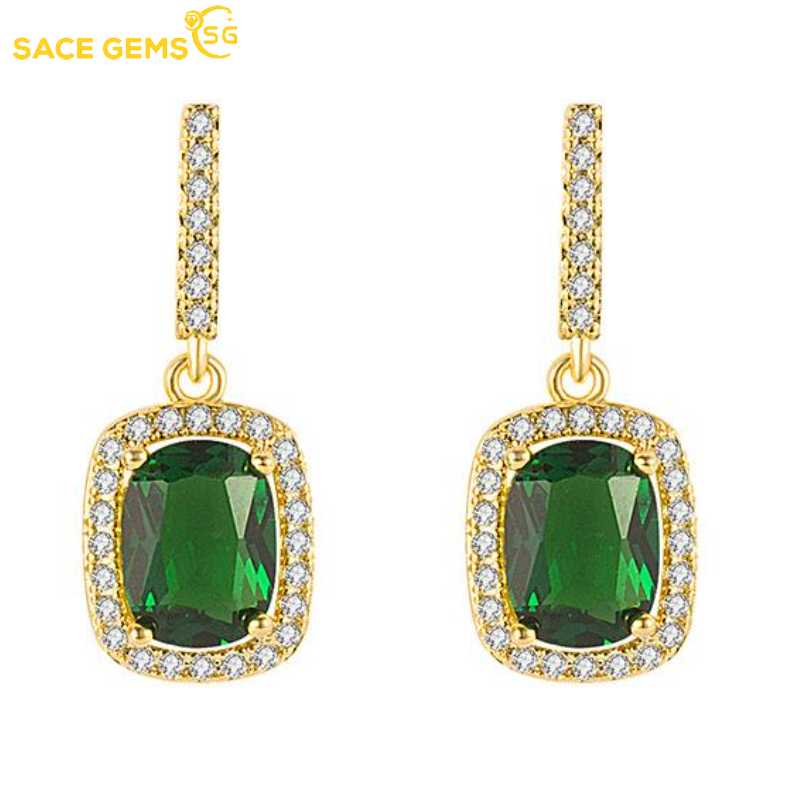 

Серьги SACE GEMS с цирконием для женщин, подарки на свадьбу зелёный