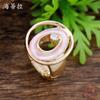 New Enamel Color Hollow Ring Elastic Ring Women's Simple High-end Diamond-set Oval Ring